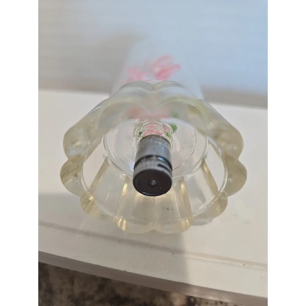 Small Mini Glass Pink Glass Flower encased in a Glass Case 3.5 inch